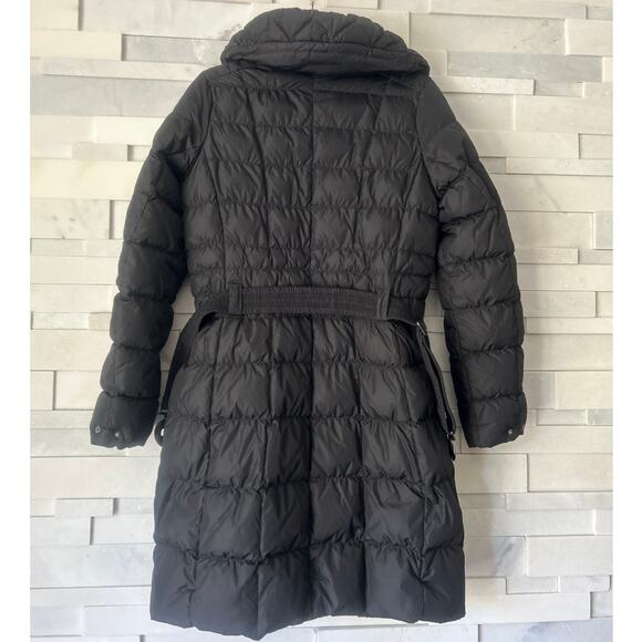 POIVRE BLANC Long Line Prime Duck Down Belted Puffer Coat Jacket Black Snow M - Picture 2 of 9
